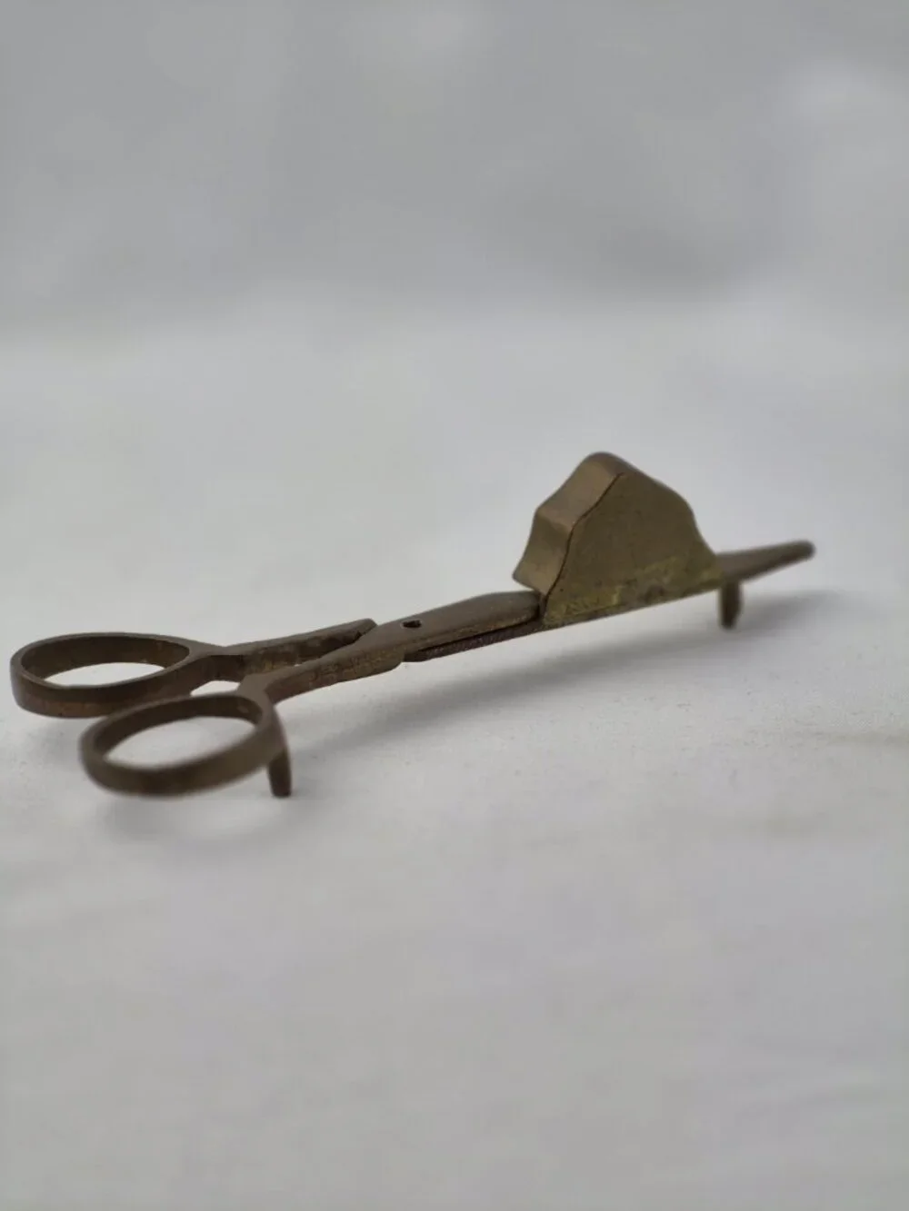 Vintage Brass Scissor-Style Candle Snuffer Extinguisher Feet Footed